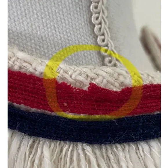 J.Crew Lady Jacket Blazer Tweed Cropped Fringe Fringy White Red Navy Blue Size 6 - Picture 7 of 13